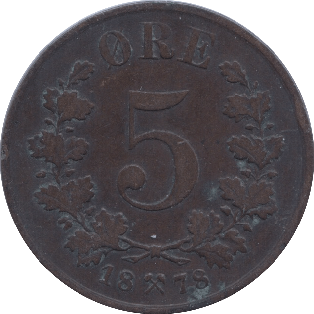 1878 5 ORE NORWAY - WORLD COINS - Cambridgeshire Coins