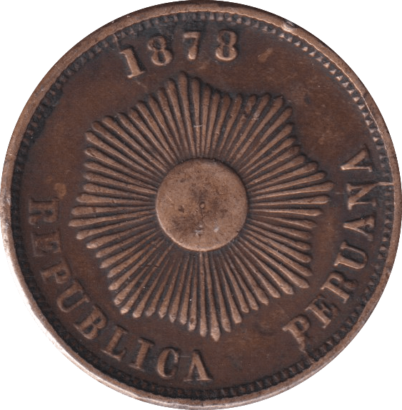 1878 DOS CENTAVOS PERUANA - WORLD COINS - Cambridgeshire Coins