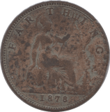 1878 FARTHING ( FINE ) - Farthing - Cambridgeshire Coins
