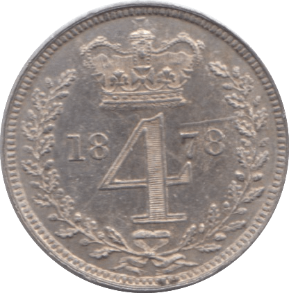 1878 MAUNDY FOURPENCE ( AUNC ) 2 - Maundy Coins - Cambridgeshire Coins