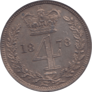 1878 MAUNDY FOURPENCE ( AUNC ) - Maundy Coins - Cambridgeshire Coins