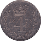 1878 MAUNDY FOURPENCE ( EF ) - Maundy Coins - Cambridgeshire Coins