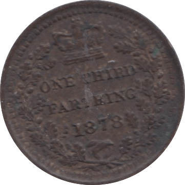 1878 ONE THIRD FARTHING ( EF ) 6 - One Third Farthing - Cambridgeshire Coins