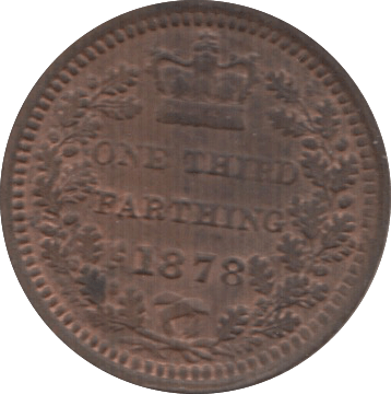 1878 ONE THIRD FARTHING ( UNC ) 4 - One Third Farthing - Cambridgeshire Coins