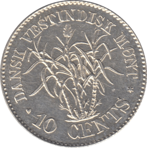 1878 SILVER 10 CENTS DANISH WEST INDIES - SILVER WORLD COINS - Cambridgeshire Coins