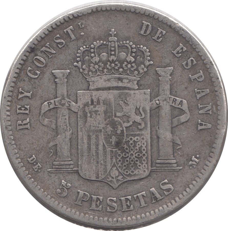 1878 SILVER 5 PESETAS SPAIN - WORLD COINS - Cambridgeshire Coins