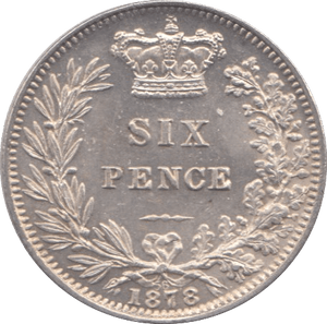 1878 SIXPENCE ( AUNC ) Die 56 - Sixpence - Cambridgeshire Coins