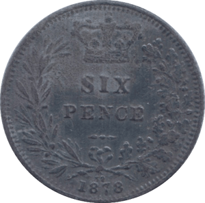 1878 SIXPENCE ( VF ) TONED DIE 39 - Sixpence - Cambridgeshire Coins