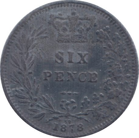 1878 SIXPENCE ( VF ) TONED DIE 39 - Sixpence - Cambridgeshire Coins