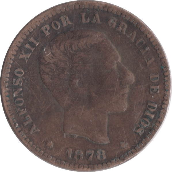 1878 SPAIN 5 CENTIMES - SILVER WORLD COINS - Cambridgeshire Coins