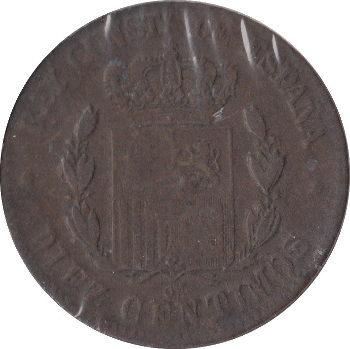 1879 10 CENTIMOS SPAIN - WORLD COINS - Cambridgeshire Coins