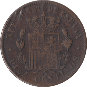 1879 10 CENTIMOS SPAIN - WORLD COINS - Cambridgeshire Coins