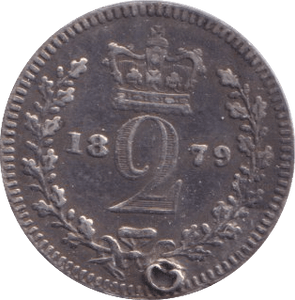 1879 MAUNDY TWOPENCE ( VF ) HOLED - MAUNDY TWOPENCE - Cambridgeshire Coins