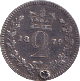 1879 MAUNDY TWOPENCE ( VF ) HOLED - MAUNDY TWOPENCE - Cambridgeshire Coins