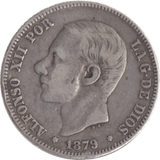 1879 SILVER 2 PESETAS SPAIN - SILVER WORLD COINS - Cambridgeshire Coins