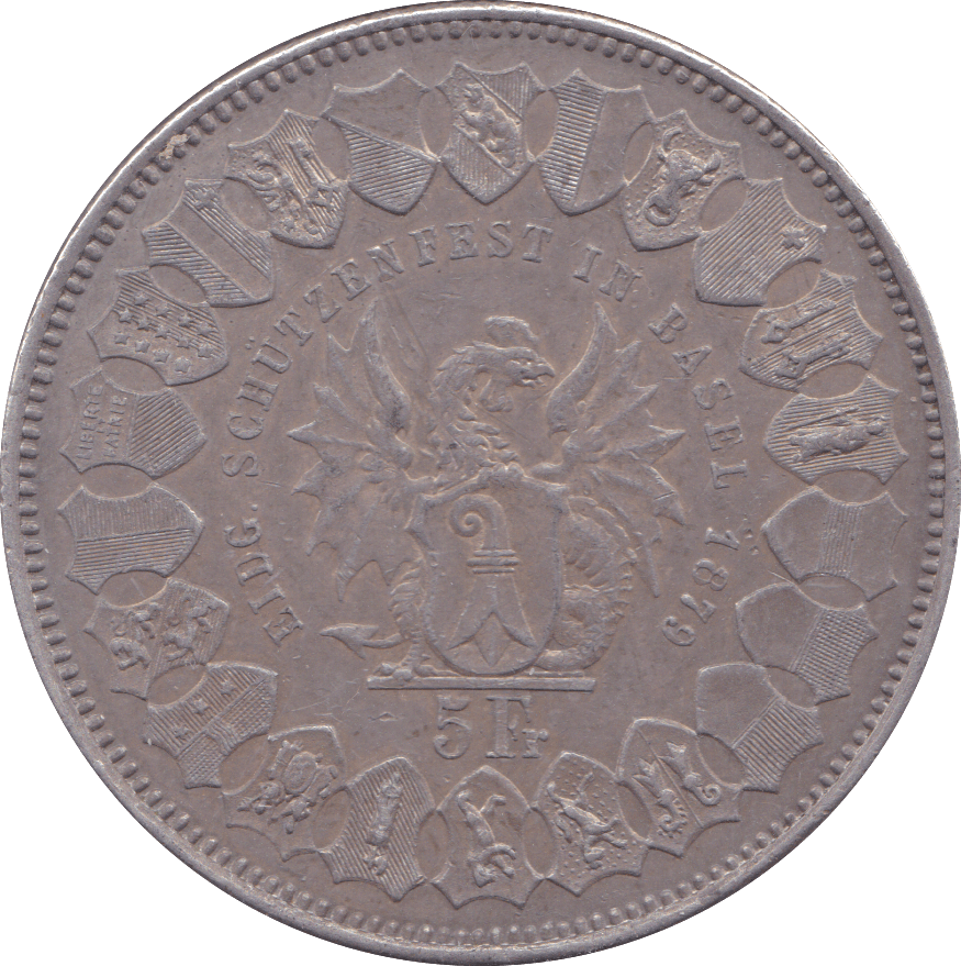 1879 SILVER 5 FRANC SWITZERLAND - SILVER WORLD COINS - Cambridgeshire Coins