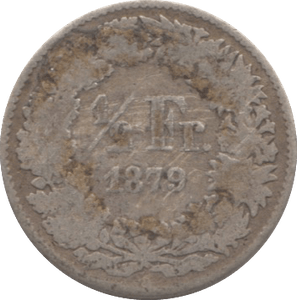 1879 SILVER HALF FRANC SWITZERLAND - SILVER WORLD COINS - Cambridgeshire Coins