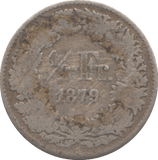1879 SILVER HALF FRANC SWITZERLAND - SILVER WORLD COINS - Cambridgeshire Coins