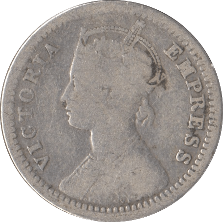 1879 SILVER INDIA 1/4 RUPEE - SILVER WORLD COINS - Cambridgeshire Coins