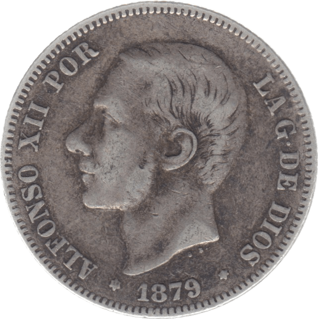 1879 SPAIN SILVER 2 PESETAS - WORLD COINS - Cambridgeshire Coins