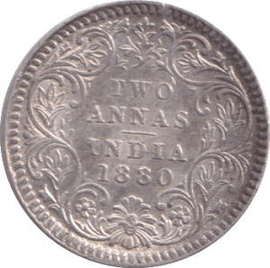 1880 2 ANNAS INDIA - WORLD COINS - Cambridgeshire Coins