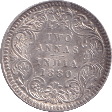 1880 2 ANNAS INDIA - WORLD COINS - Cambridgeshire Coins