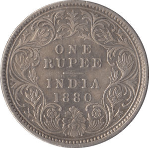 1880 SILVER INDIA ONE RUPEE - SILVER WORLD COINS - Cambridgeshire Coins