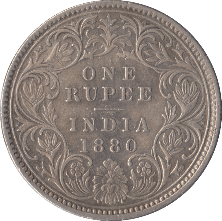 1880 SILVER INDIA ONE RUPEE - SILVER WORLD COINS - Cambridgeshire Coins