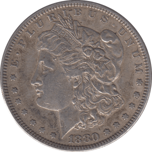 1880 SILVER MORGAN DOLLAR USA - SILVER WORLD COINS - Cambridgeshire Coins