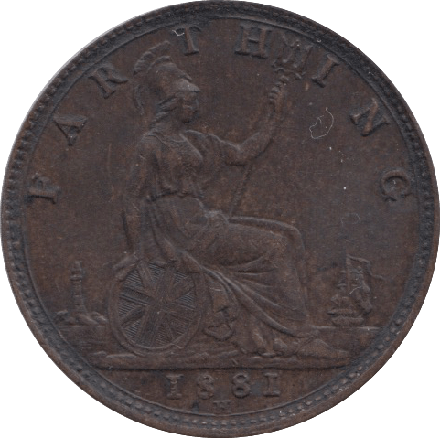 1881 FARTHING ( AUNC ) H - Farthing - Cambridgeshire Coins