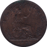 1881 FARTHING ( EF ) B - Farthing - Cambridgeshire Coins