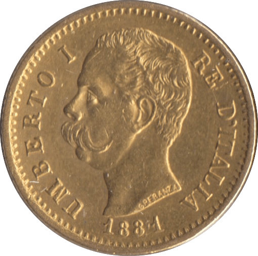1881 GOLD 20 LIRA ITALY - Gold World Coins - Cambridgeshire Coins