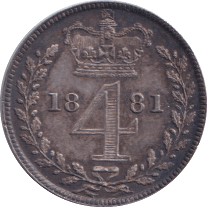 1881 MAUNDY FOURPENCE ( AUNC ) - Maundy Coins - Cambridgeshire Coins