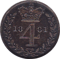1881 MAUNDY FOURPENCE ( EF ) B - Maundy Coins - Cambridgeshire Coins