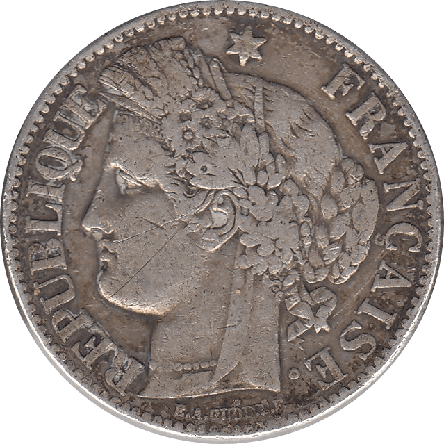 1881 SILVER 2 FRANCS MINT MARK A FRANCE REF H70 - SILVER WORLD COINS - Cambridgeshire Coins