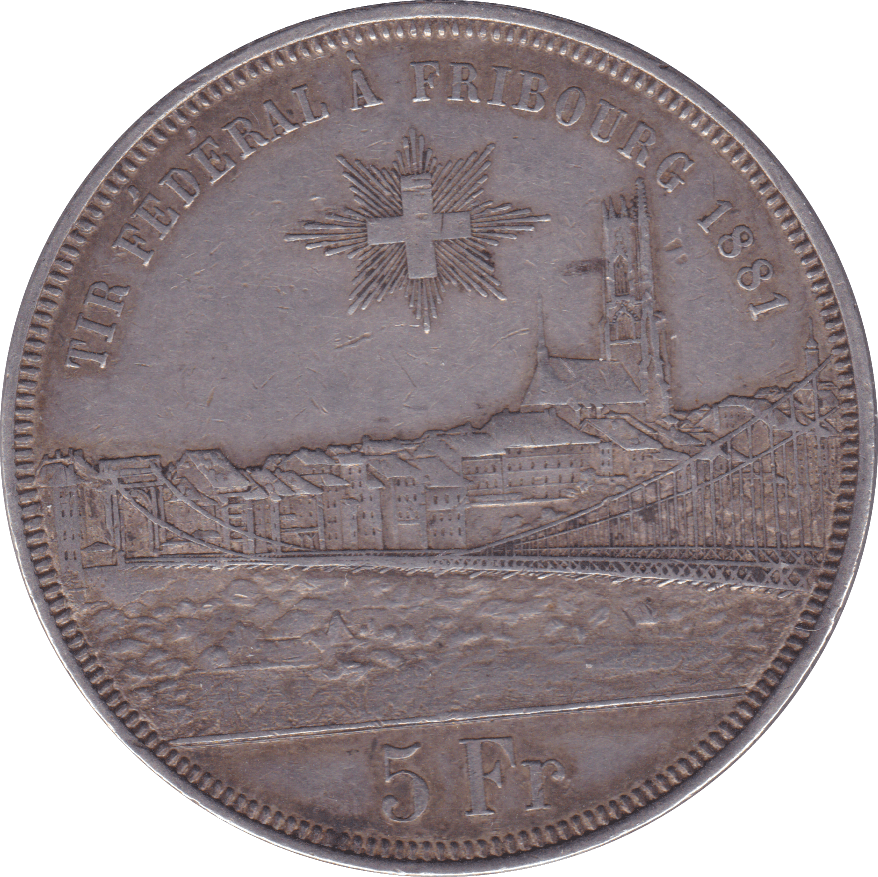 1881 SILVER 5 FRANC SWITZERLAND - SILVER WORLD COINS - Cambridgeshire Coins