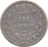 1881 SIXPENCE ( NF ) - Sixpence - Cambridgeshire Coins