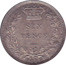 1881 SIXPENCE ( UNC ) - Sixpence - Cambridgeshire Coins