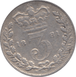 1881 THREEPENCE ( FAIR ) - threepence - Cambridgeshire Coins
