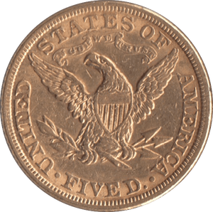 1882 GOLD FIVE DOLLARS USA - Gold World Coins - Cambridgeshire Coins
