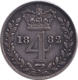 1882 MAUNDY FOURPENCE ( GVF ) - Maundy Coins - Cambridgeshire Coins