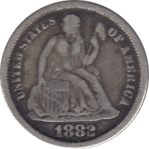 1882 SILVER DIME USA REF H98 - SILVER WORLD COINS - Cambridgeshire Coins