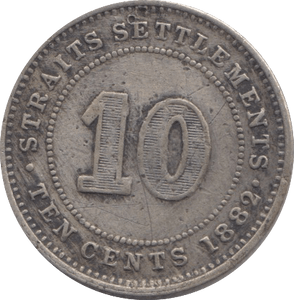 1882 STRAIT SETTLEMENTS 10 CENTS - WORLD COINS - Cambridgeshire Coins