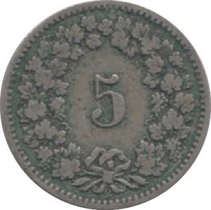 1882 SWITZERLAND 5 RAPPEN - WORLD COINS - Cambridgeshire Coins