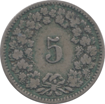 1882 SWITZERLAND 5 RAPPEN - WORLD COINS - Cambridgeshire Coins