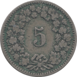 1882 SWITZERLAND 5 RAPPEN - WORLD COINS - Cambridgeshire Coins
