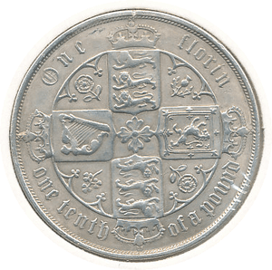1883 FLORIN ( EF ) TWO HOLES IN THE EDGE AT 3 AND 9 O CLOCK - Florin - Cambridgeshire Coins