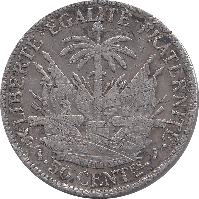 1883 SILVER 50 CENTS HAITI REF H2 - SILVER WORLD COINS - Cambridgeshire Coins