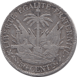 1883 SILVER 50 CENTS HAITI REF H2 - SILVER WORLD COINS - Cambridgeshire Coins