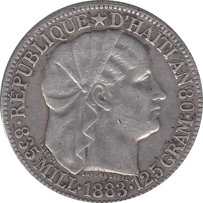 1883 SILVER 50 CENTS HAITI REF H2 - SILVER WORLD COINS - Cambridgeshire Coins